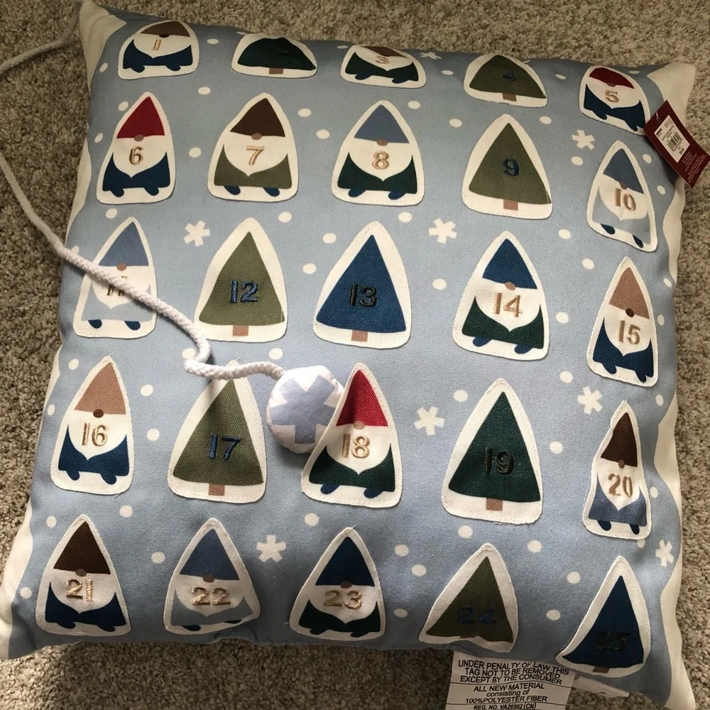 New 2 pieces bundle lot St Nicholas Gnomes Advent Calendar holiday Throw Pillows